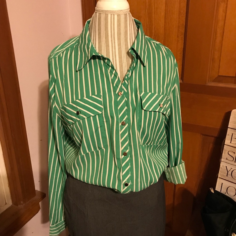 Striped Button Down Blouse - image 1